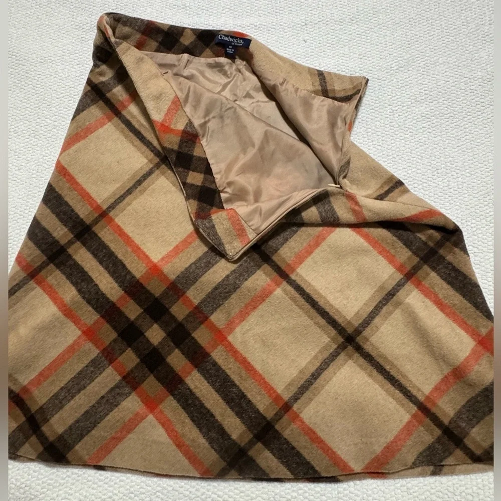 Chadwicks of Boston Size 8 Wool Blend Plaid Lined A-Line Skirt - Picture 6 of 11